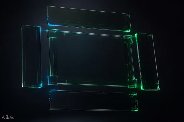 Dark-glass blueprint panels locking into one frame — defining the plan