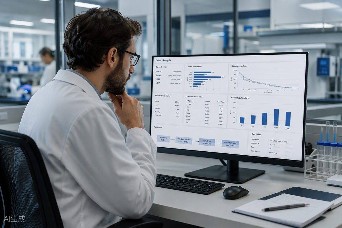 Researcher using a healthcare data analysis platform